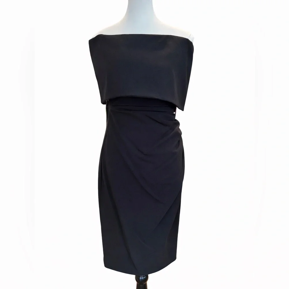 Vince Camuto Black Off Shoulder Foldover Cocktail Dress NWT Size 2 - Picture 1 of 13